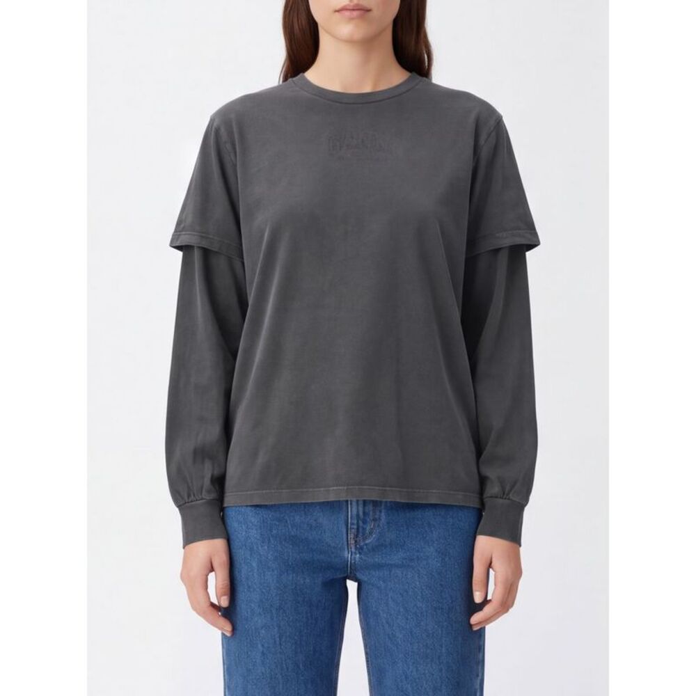 Ganni Women Ganni Long-Sleeved T-Shirt In Recycled Cotton Jersey